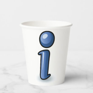 Glossy Blue Information Icon Symbol Paper Cups
