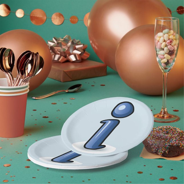 Glossy Blue Information Icon Symbol Paper Plate (Creator Uploaded)