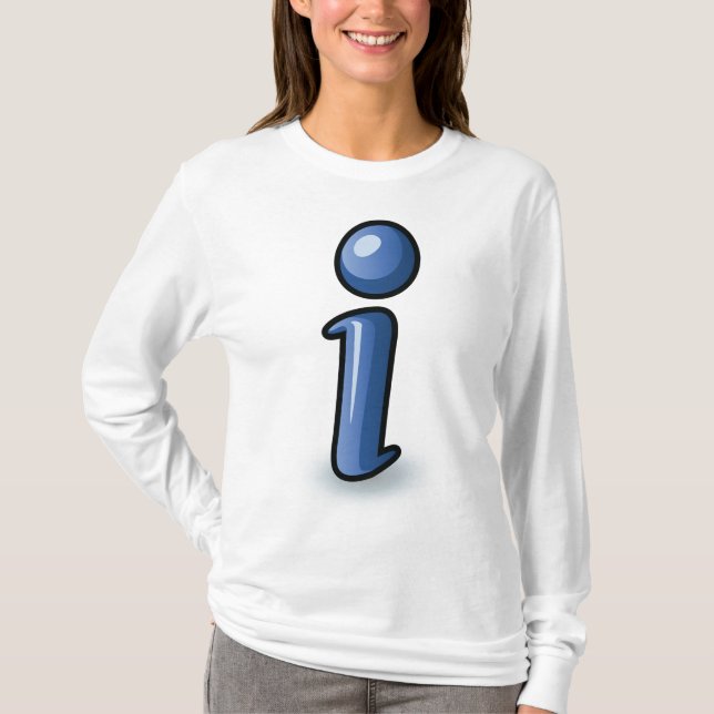 Glossy Blue Information Icon Symbol T-Shirt (Front)