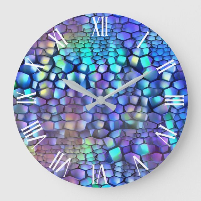 Glossy Blue Purple Wall Art Dream Large Clock (Front)