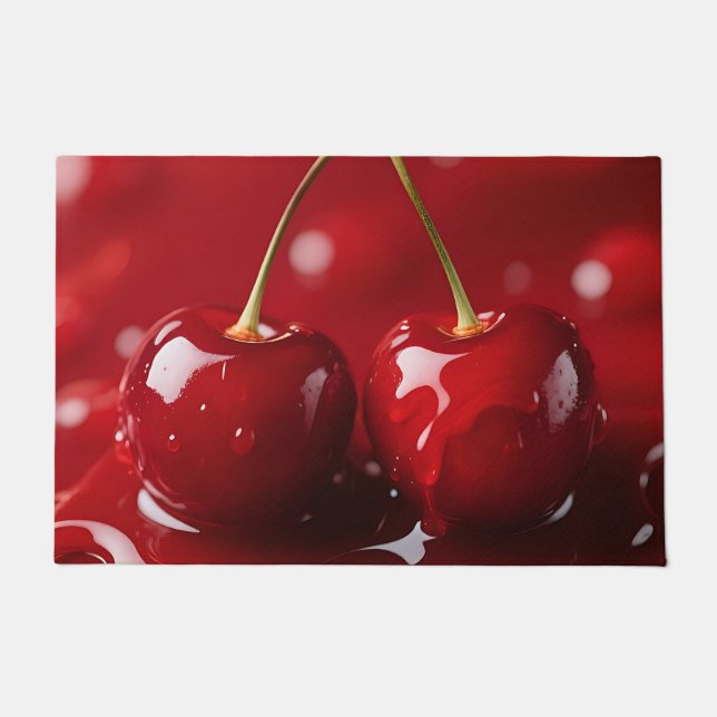 Glossy Cherries Red Syrup Fantasy Doormat (Front)