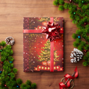 Glossy Christmas Tree Wrapping Paper 