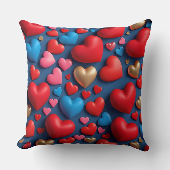 💖 Glossy Colourful Heart Room Decor Accent 💖 Cushion (Front)