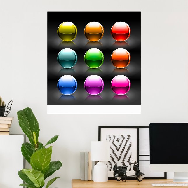 Glossy Colourful Sphere Icons Abstract Balls  Poster (Creator Uploaded)