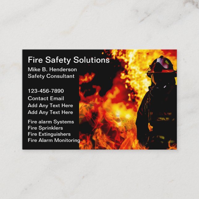 Glossy Fire Safety Products Service Business Cards (Front)
