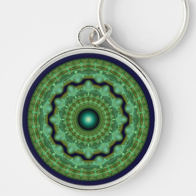 Glossy fractal mandala keychain (Front)
