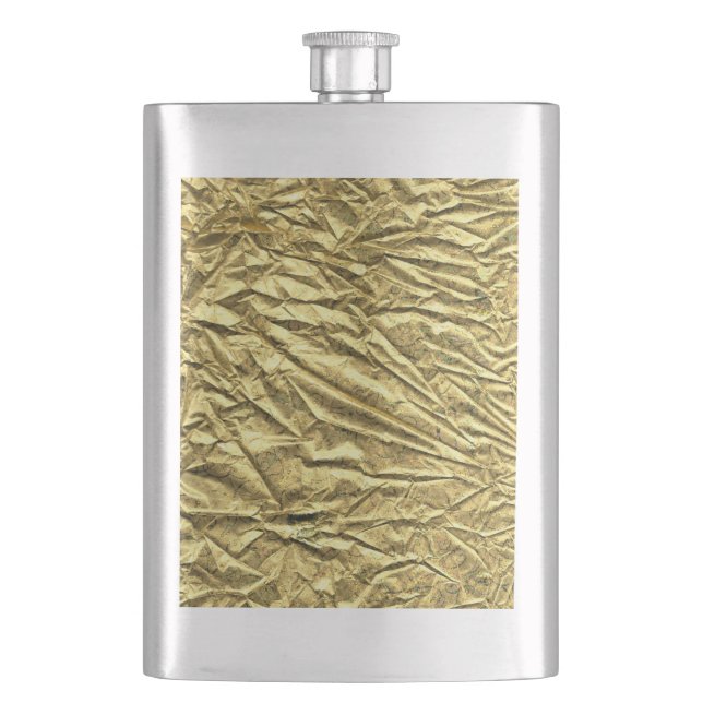 Glossy gold foil hip flask (Front)