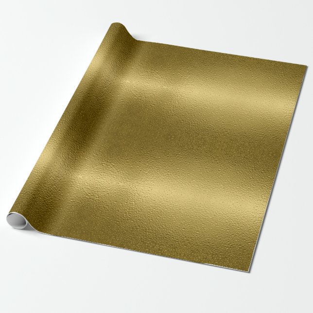Glossy Gold Metal Texture Chic Shiny Glamourous Wrapping Paper (Unrolled)