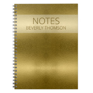 Glossy Gold Metal Texture Name Customised Notebook