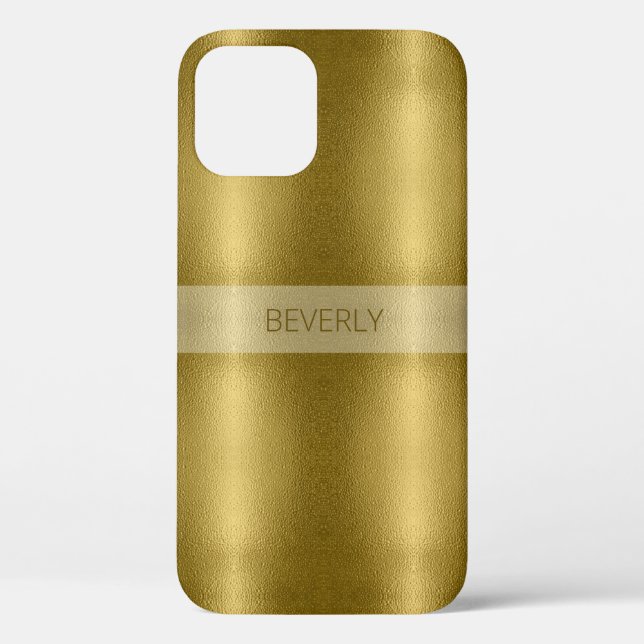 Glossy Gold Metal Texture With Customised Name Case-Mate iPhone Case (Back)