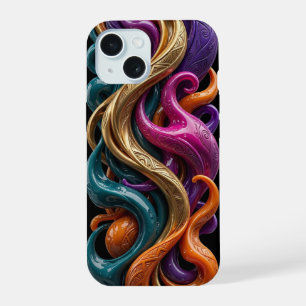 Glossy Gold Teal Magenta Organic iPhone Case