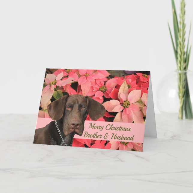 Glossy Grizzly Brother & Husband Merry Christmas Holiday Card (Front)