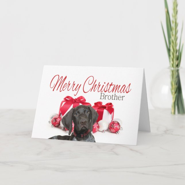Glossy Grizzly Brother  Merry Christmas Holiday Card (Front)
