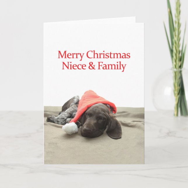 Glossy Grizzly Niece & Family Merry Christmas Holiday Card (Front)
