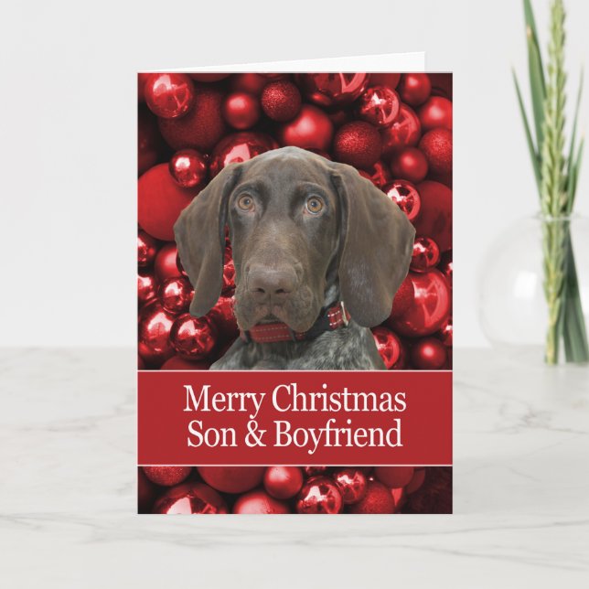 Glossy Grizzly Son & Boyfriend Merry Christmas Holiday Card (Front)