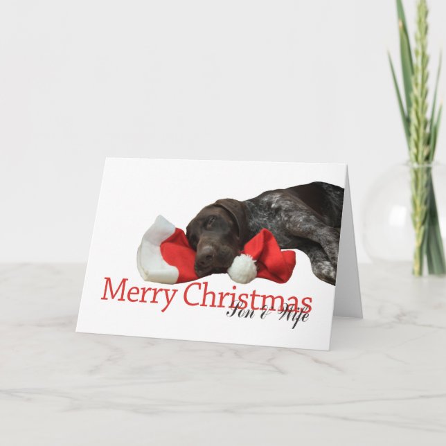 Glossy Grizzly Son & Wife Merry Christmas Holiday Card (Front)