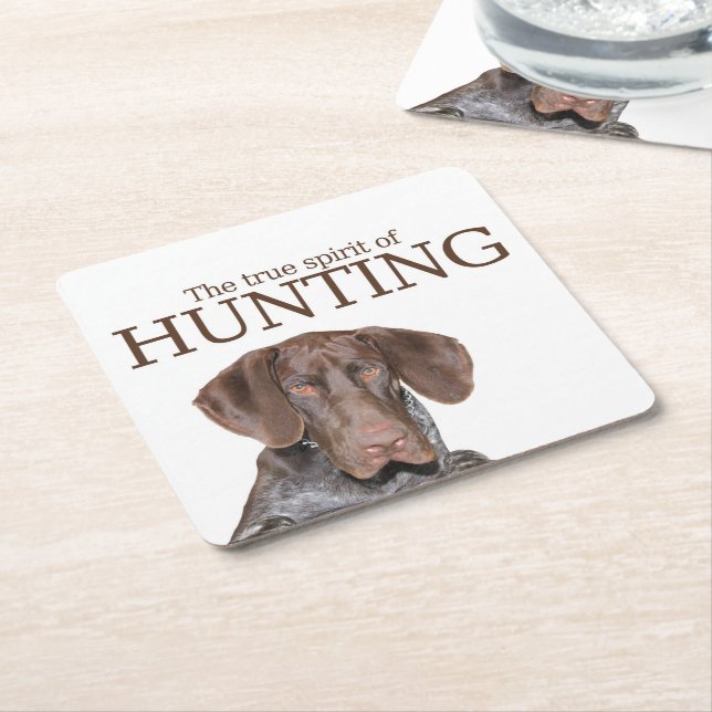 Glossy Grizzly true spirit of hunting Square Paper Coaster (Angled)