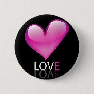 Glossy heart 6 cm round badge