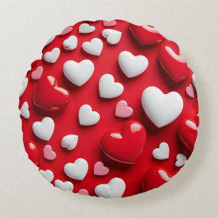 💖 Glossy Heart Decor For Girls Room Round Cushion