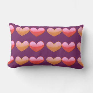 Glossy Heart Pattern Purple Lumbar Pillow