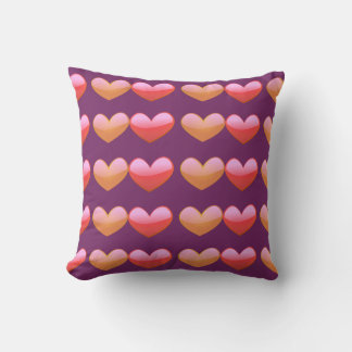 Glossy Heart Pattern Purple Throw Pillow