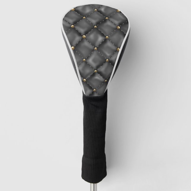 Glossy Leather Texture with Gold Pearls Golf Head Cover (Front)