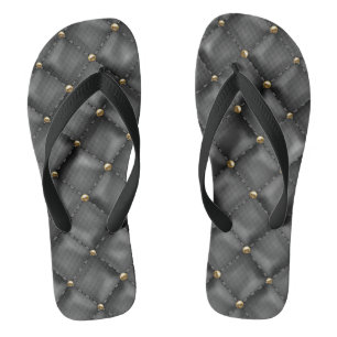 Glossy Leather Texture with Gold Pearls Jandals