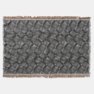 Glossy Leather Texture with Gold Pearls Throw Blanket