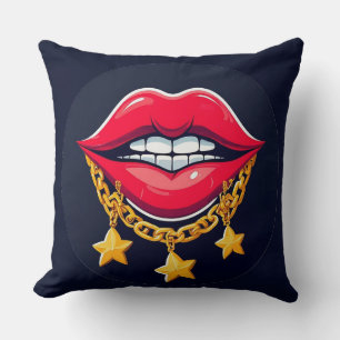Glossy Lips Illustration Cushion