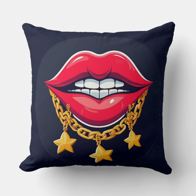 Glossy Lips Illustration Cushion (Front)