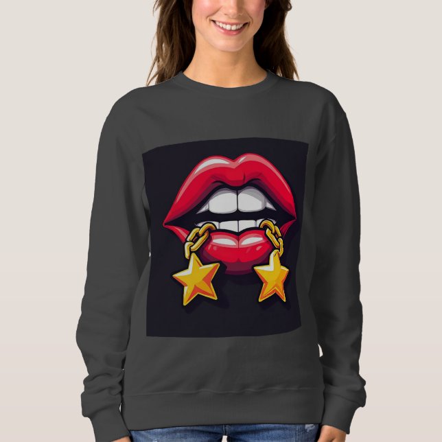 Glossy Lips Illustration Sweatshirt (Front)