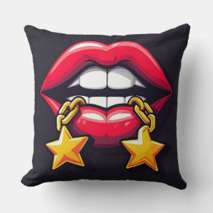 🌸 Glossy Lips Star Glam Chic Home Style 🌸 Cushion