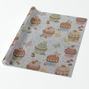 Glossy Modern Vintage Floral Cake Wrapping Paper