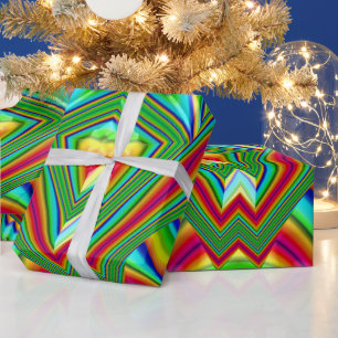 GLOSSY ~ Multicolored Fractal ~ Christmas Wrapping Wrapping Paper