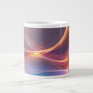 Glossy Neon Multicolor Abstract Liquid Waves Large Coffee Mug