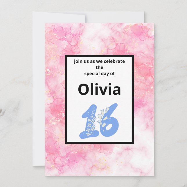  glossy pink background invitation (Front)