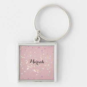  glossy pink background key ring