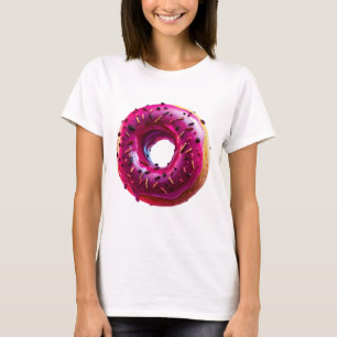 Glossy Pink Donut with Dark Sprinkles T-Shirt