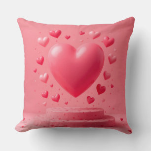 💗 Glossy Pink Heart Room Decor Accent Gift 💗 Cushion