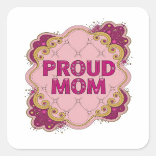 Glossy Pink PROUD MOM Sticker Art