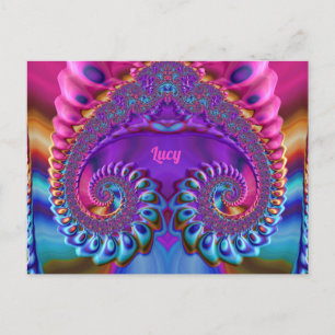 Glossy Postcard 3D Pink Blue Purple Zany LUCY