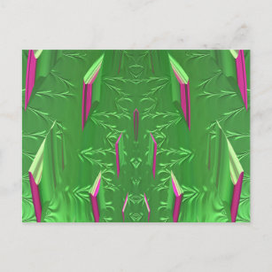 Glossy Postcard 3D Pink Green Zany