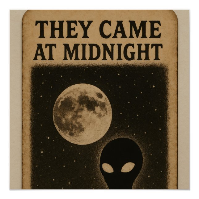 Glossy Poster They Came at Midnight – Retro Alien (Front)
