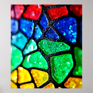 Glossy Rainbow Glass Mosaic Art Poster
