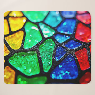 Glossy Rainbow Glass Mosaic Art Sherpa Blanket