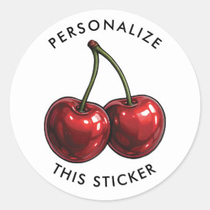 Glossy Red Cherries Classic Round Sticker