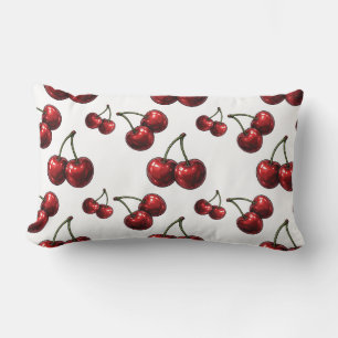 Glossy Red Cherries Retro Glam Pillow