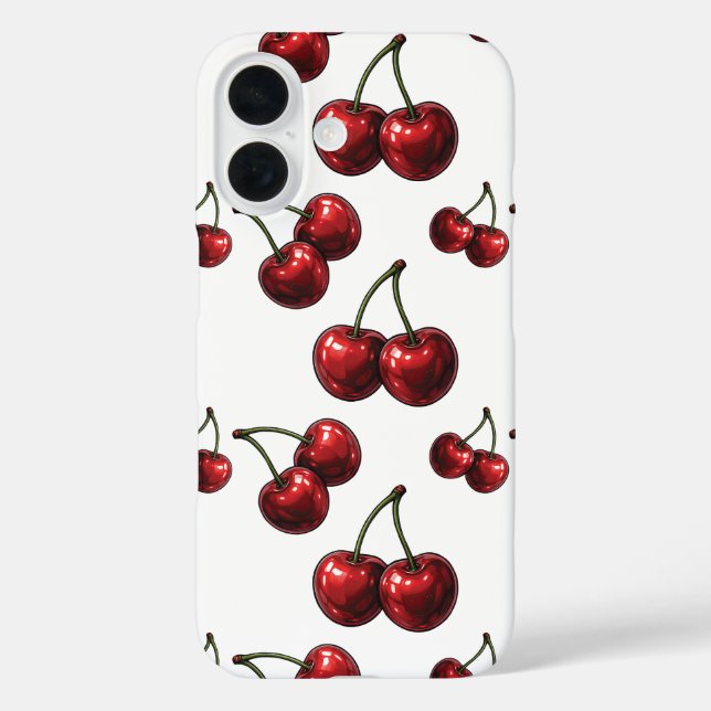 Glossy Red Cherries White Retro Case-Mate iPhone Case (Back)