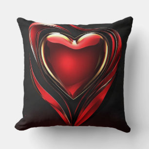 Glossy Red Heart With Warm Romantic Glow Cushion