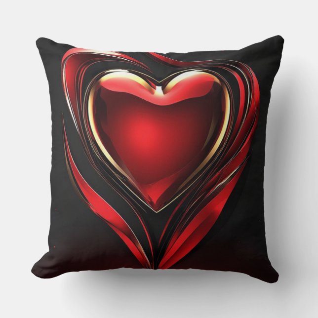 Glossy Red Heart With Warm Romantic Glow Cushion (Front)